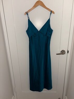 Abercrombie Satin Slip Dress in Teal